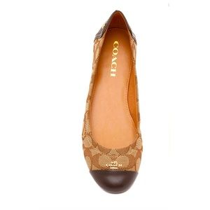 New Coach Chelsea Ballet Flats Signature Brown Leather Size 6.5